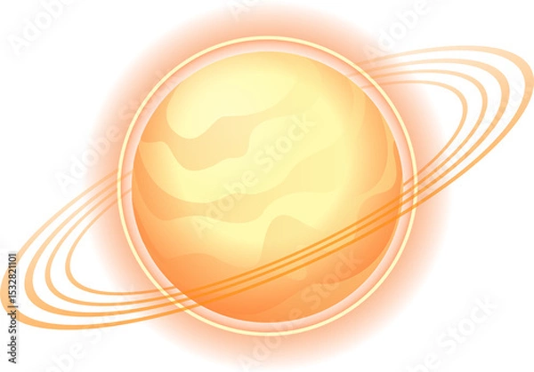 Fototapeta Flat design showing planet-like orb glowing with layered gradients, rings on transparent background