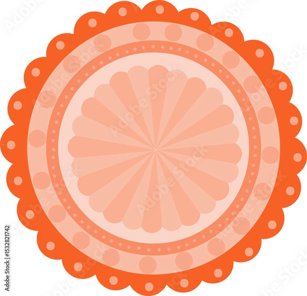 Obraz Mandala motif is showcasing orange rings with peach circles in flat style on transparent background