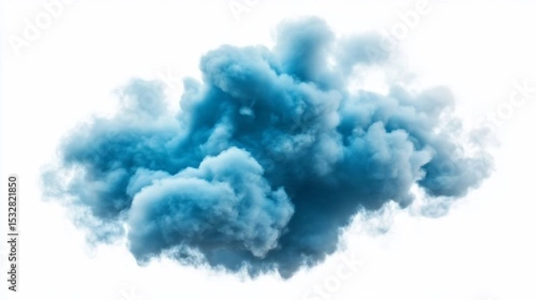 Fototapeta A surreal blue cloud with dynamic swirls and soft edges against a clean white background