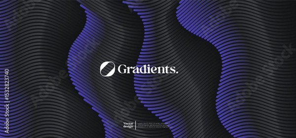 Fototapeta Wavy linear pattern with gradient texture. Vector presentation template. 