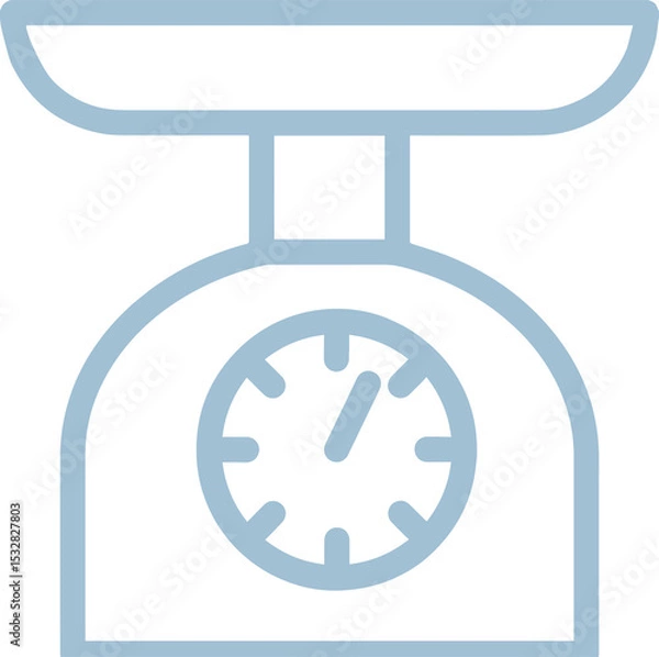 Obraz Analog weighing scale is rendering blue lines on transparent background, platform and dial pointer