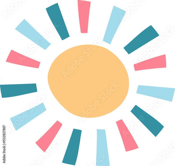 Obraz Abstract sun shape is radiating colorful radial bars in flat design, transparent background