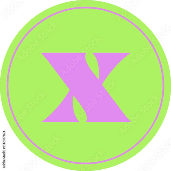 Obraz Lavender X emblem is floating in flat design on lime green disc with ring, transparent background