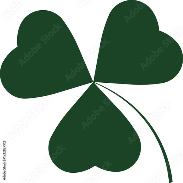 Fototapeta Stylized three-leaf clover motif is being shown in flat design with transparent background