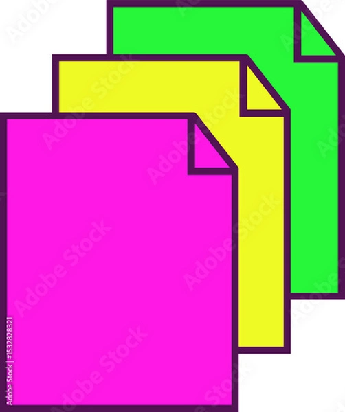 Fototapeta Abstract layout showing three folded corner sticky notes in flat design on transparent background