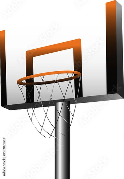 Fototapeta Basketball hoop is showing flat vector on transparent background with backboard, rim, net, pole