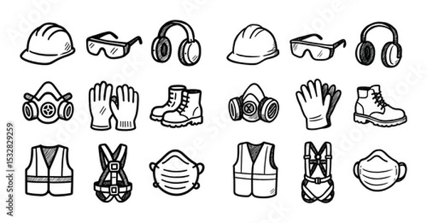 Obraz Safety Equipment Icons