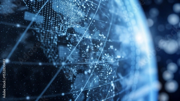 Fototapeta Digital globe showing a global network of connections and data