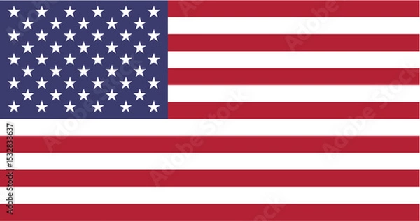 Fototapeta Flat US flag is being shown with red-white stripes and blue-star canton on transparent background