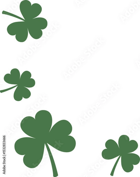 Obraz Stylized green clover and shamrock silhouettes are floating on transparent backdrop in flat design