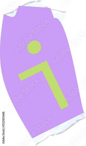 Fototapeta Displaying irregular purple panel with lime circle, L-bar and scribbles, transparent, copy space