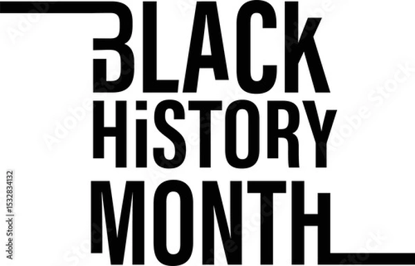 Obraz Stylized BLACK HISTORY MONTH text is appearing in minimalist flat design on transparent background