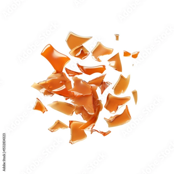 Obraz Abstract Shattered Caramel Candy Explosion on Black Background