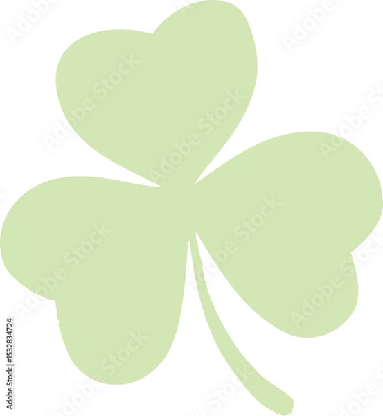 Obraz Stylized three-leaf clover floating centrally in flat design, with transparent background