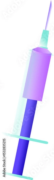 Fototapeta Medical syringe vector graphic is showing gradient barrel, plunger, needle, transparent background