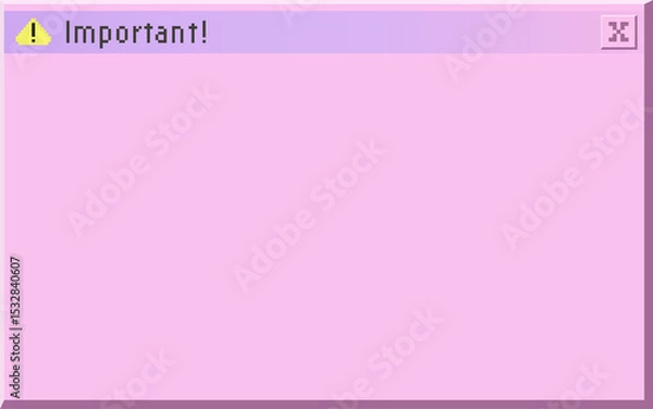 Obraz Flat UI pop-up alert is floating on transparent BG showing Important text warning icon close button