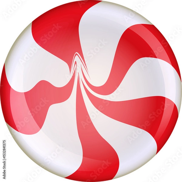 Fototapeta Circular mint candy is rotating in vector art on transparent background with glossy red white swirl