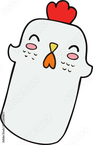 Obraz Plump cartoon chicken is appearing on transparent background, featuring flat vector design details