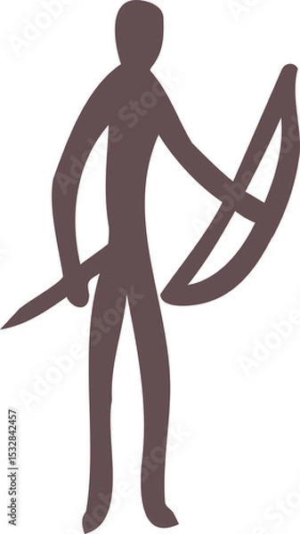 Obraz Archer silhouette is drawing bow in flat design, showing straight arrow on transparent background