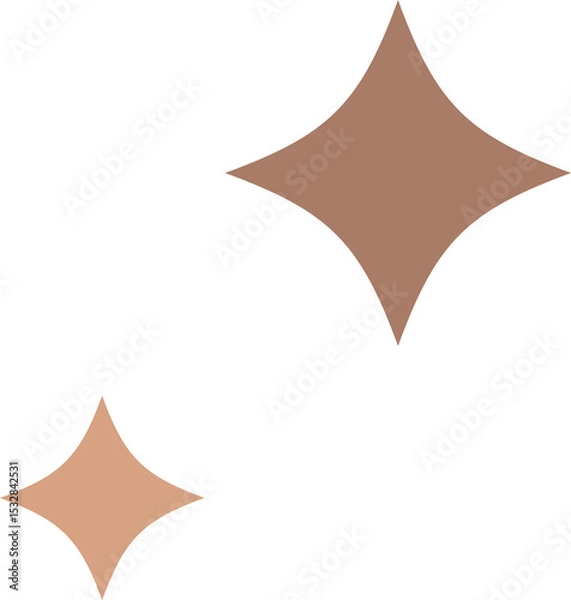 Obraz Floating two flat design star icons on transparent backdrop showing large brown star and peach star