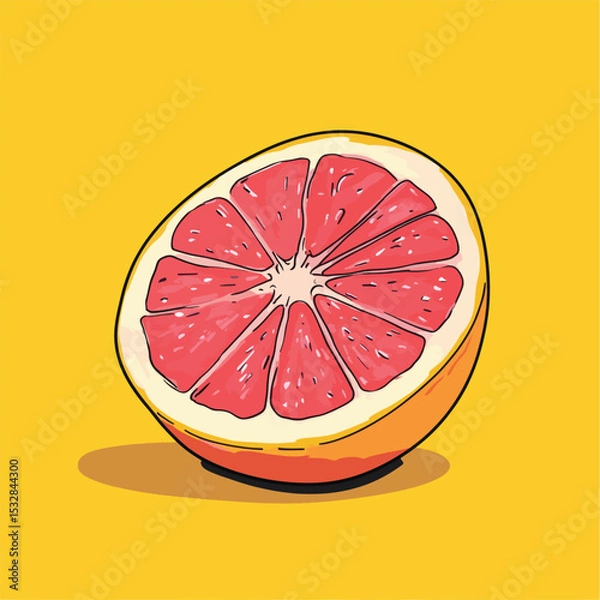 Obraz Vibrant Pink Grapefruit Half on Yellow Background