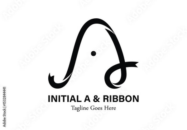 Obraz Initial letter A logo with ribbon combination