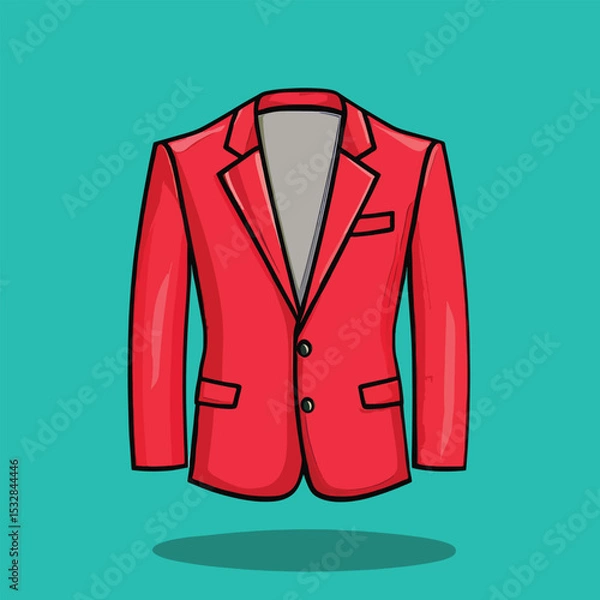 Obraz Vibrant Red Blazer with Black Outlines and Shadow Stylish and Modern