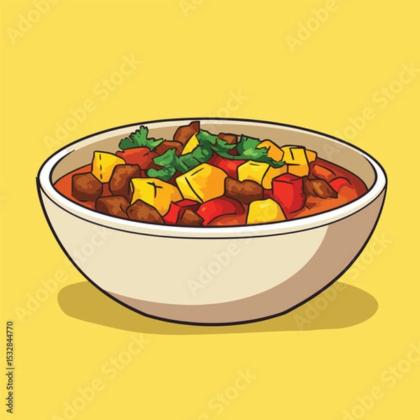 Obraz Vibrant Stew in a Creamy Bowl A Culinary Illustration