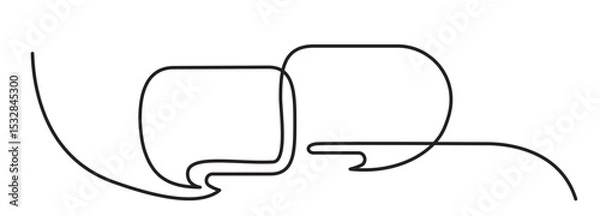 Obraz Continuous thin line bubble speech vector icon. Minimalist chat symbol drawing, one line art
