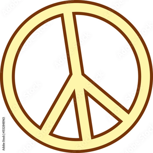Obraz Flat icon peace symbol is floating on transparent background with cream fill and brown outline