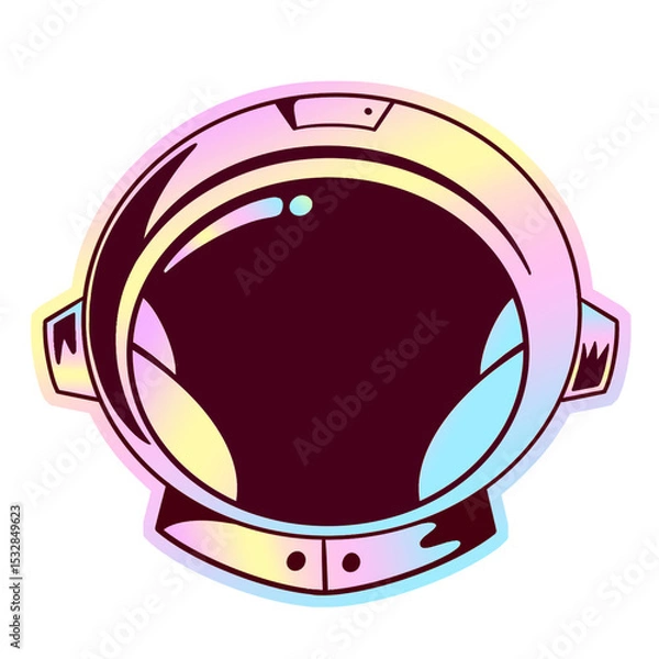 Obraz Flat astronaut helmet hovering on transparent backdrop, showing reflective visor and pastel frame