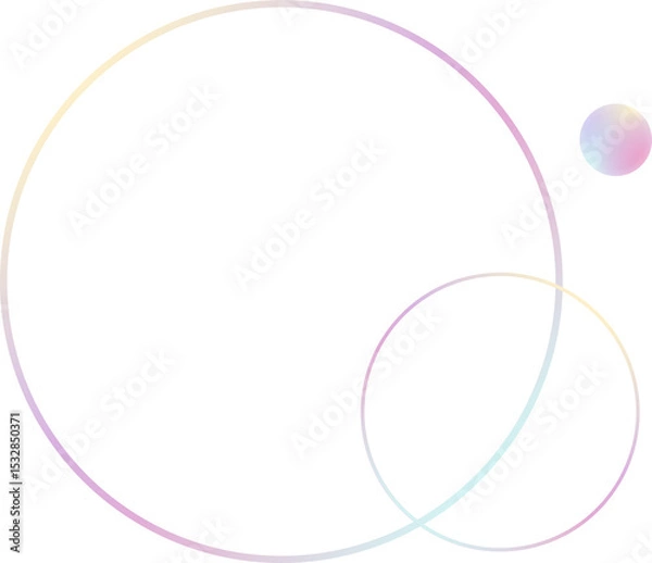 Fototapeta Overlapping pastel gradient rings floating with small circle in flat design transparent background