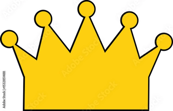 Fototapeta Flat vector golden-yellow crown icon is being shown on transparent background, featuring five peaks