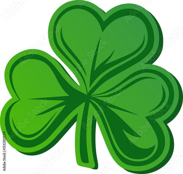 Obraz Four-leaf clover vector showing gradient and veined hearts on transparent background, copy space