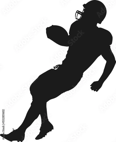 Obraz Flat silhouette showing football player running with ball in dynamic pose, transparent background