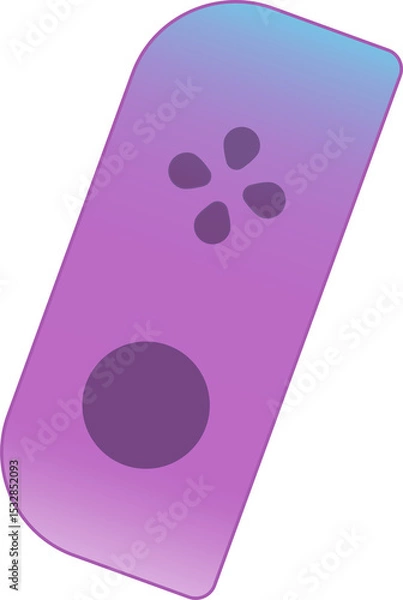 Obraz Flat remote displaying purple-blue gradient, teardrop D-pad and button on transparent background
