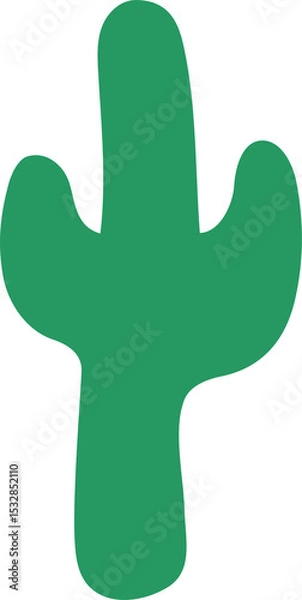 Obraz Stylized green cactus silhouette is being shown in flat vector design with transparent background