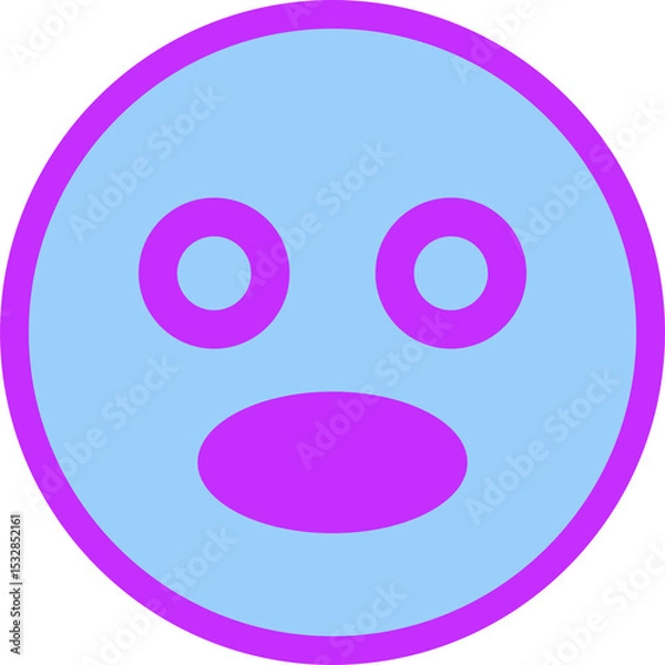 Obraz emoticon face is showing surprise in flat design with magenta border on transparent background