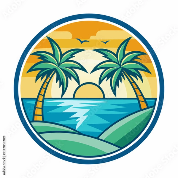 Fototapeta summer beach logo vector illustration