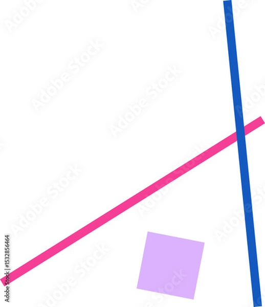 Fototapeta Flat design is showing fuchsia diagonal line, blue line, light purple square on transparent canvas