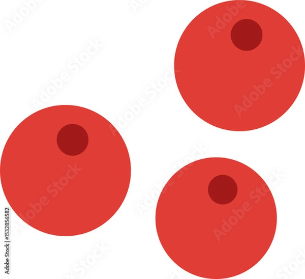 Fototapeta Flat design showing stylized red berry buttons with dark highlights on transparent background