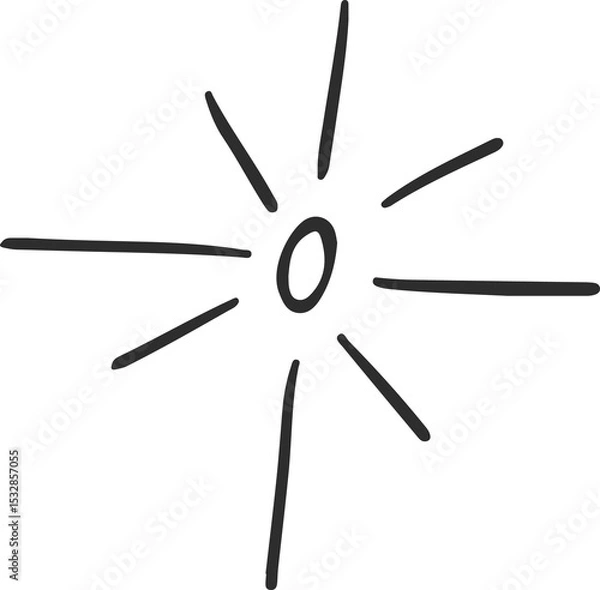 Obraz Flat line sun icon is being shown on transparent background, with central oval and eight rays