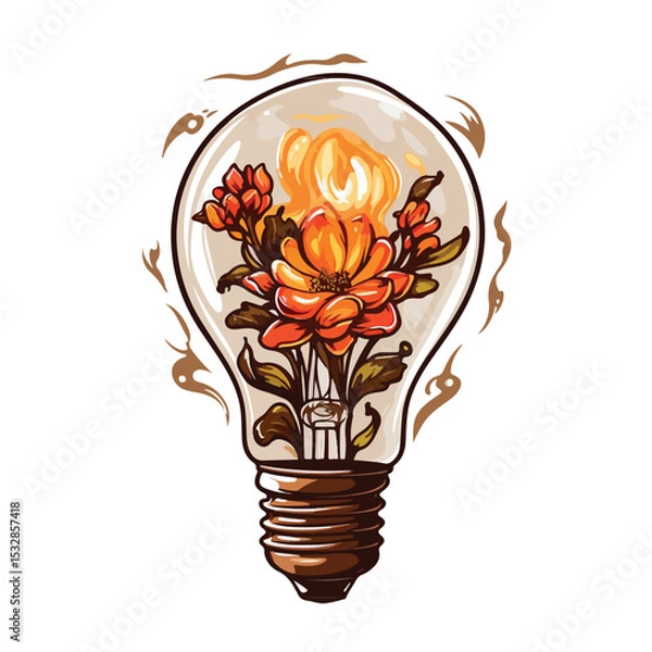 Fototapeta Creative Cartoon Light Bulb Illustration for Conceptual Design Projects