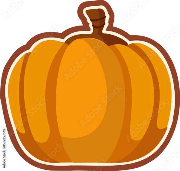 Fototapeta Stylized pumpkin is being shown with brown outlines and orange shading, transparent background