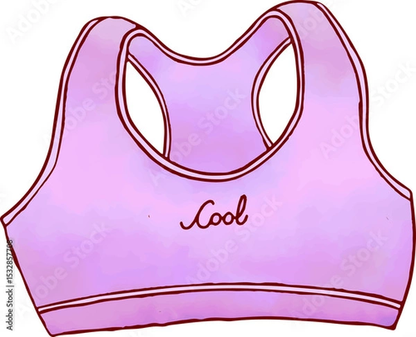 Obraz Flat-design sports bra is showing pink-lavender gradient, racerback straps, transparent background
