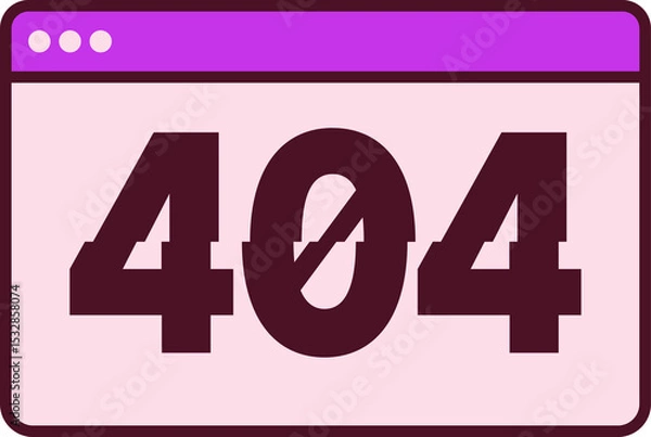 Fototapeta Stylized browser window graphic is showing 404 error in flat design with transparent background