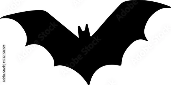 Obraz Stylized bat silhouette is flying in flat design with scalloped wings and transparent background