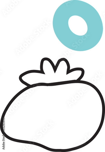 Fototapeta Flat design berry graphic floating on transparent background, showing leaf tuft and hovering ring