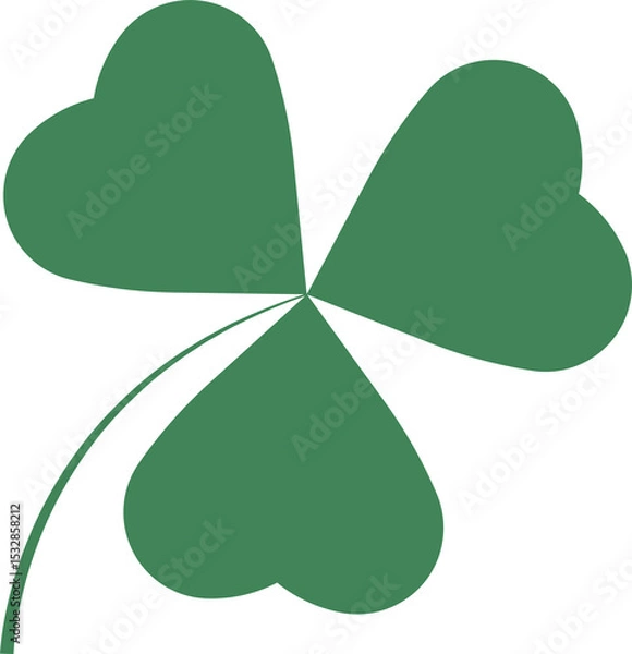 Obraz Flat shamrock vector design is showing green heart shaped leaves on transparent background