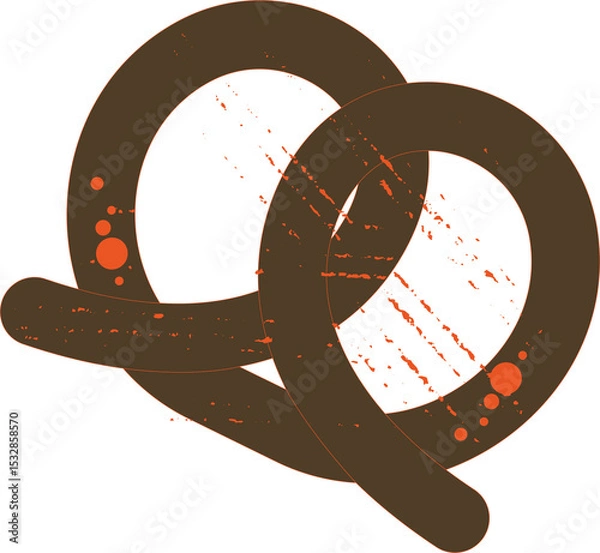 Fototapeta Flat illustration is showing overlapping brown loops with orange splatters on transparent backdrop